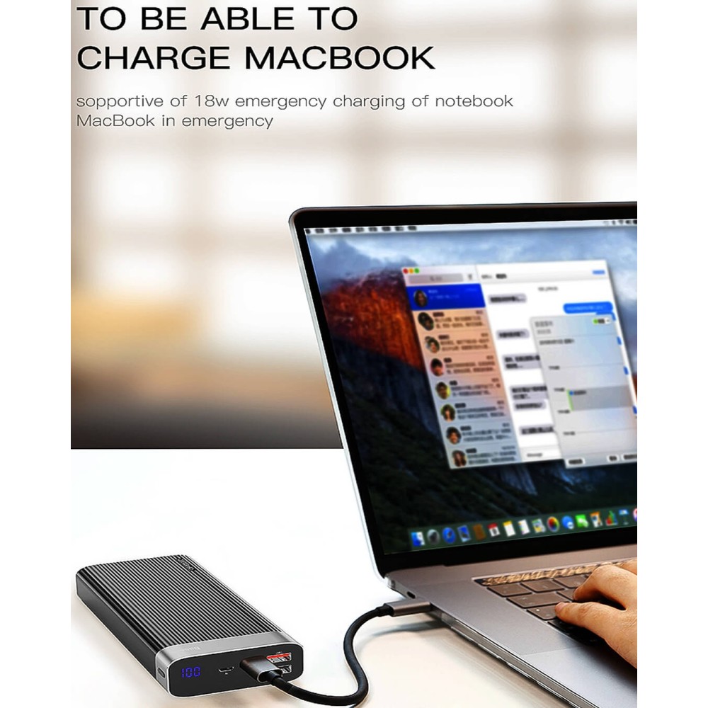 Powerbank Parallel s 20000 mAh, QC 3.0, Power Delivery 3.0 18 W