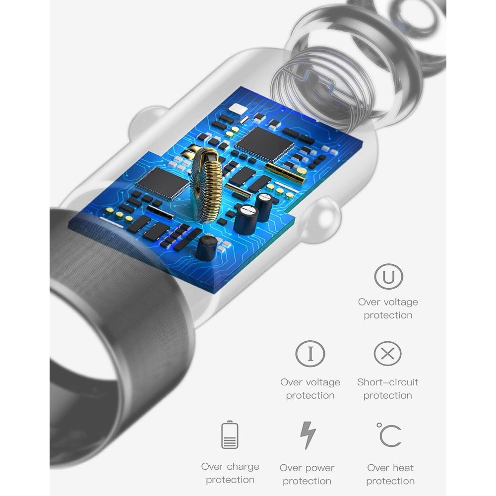 DUOS autolader QC 3.0 & PD 3.0 Max 36W USB C / Lightning kabel 1M