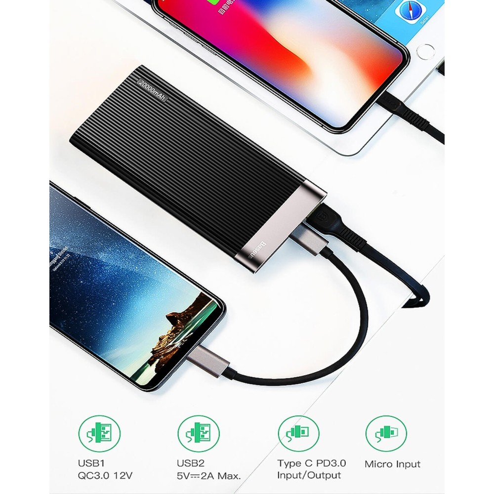 Powerbank Parallel s 20000 mAh, QC 3.0, Power Delivery 3.0 18 W