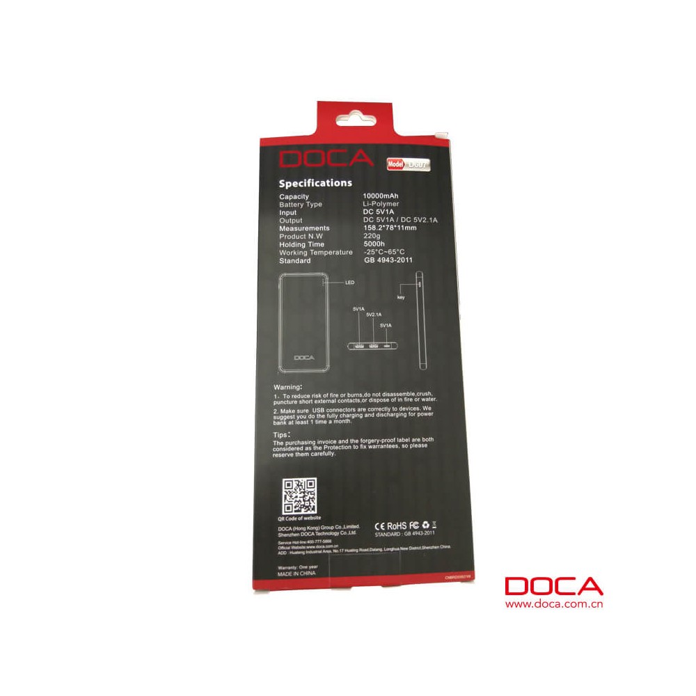 Powerbanka DOCA D607 10 000 mAh Ultradünn