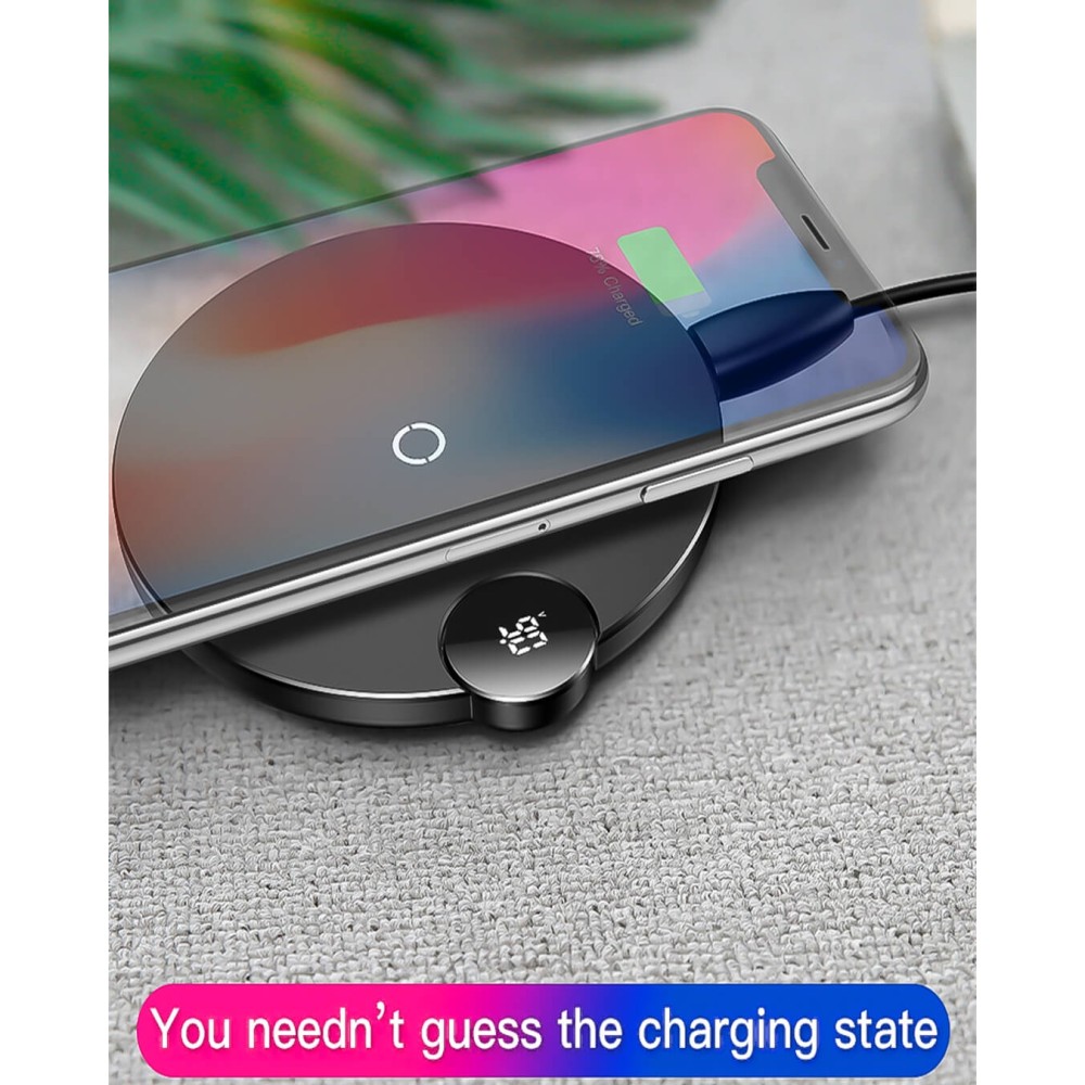 Digitální LED displej Bezdrátová Qi nabíječka 10W (Fast Charge Edition)
