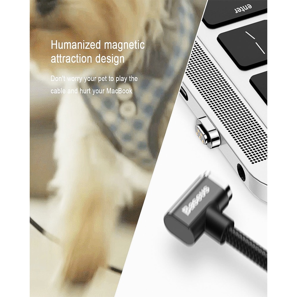 Baseus magnetiga laadimiskaabel Type-C kuni Type-C 1,50m 4,3A andmekaabel