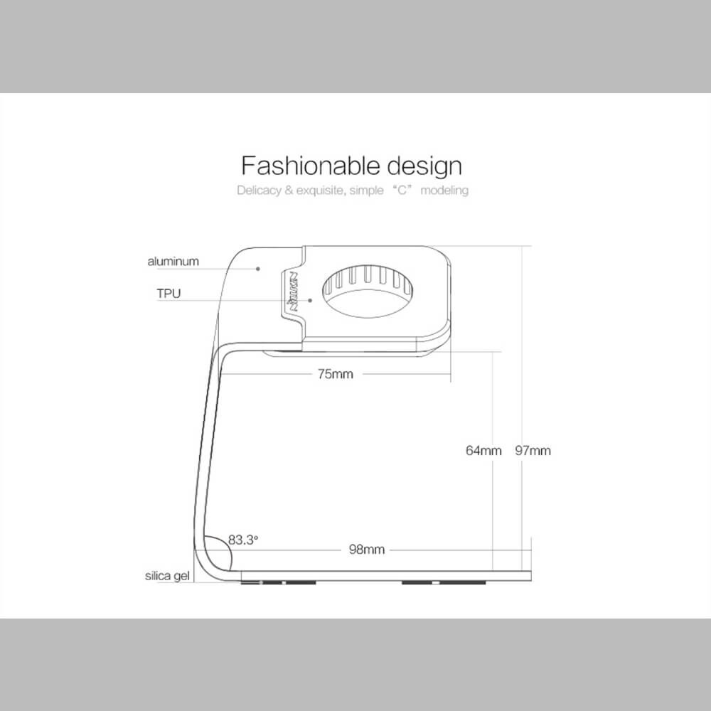 Estación de acoplamiento para cargador Qi con soporte Apple Watch C Aluminio