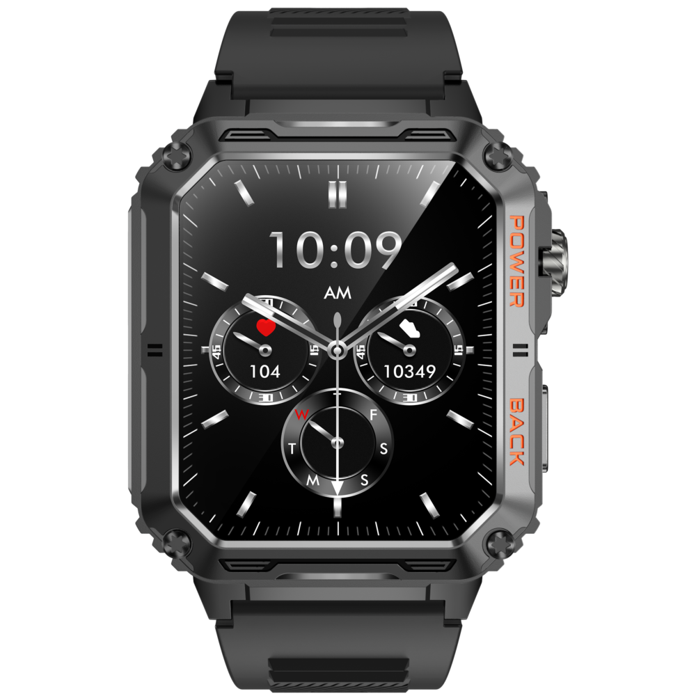 Smartwach Rugged Mens Outdoor Recreation VD38-Black