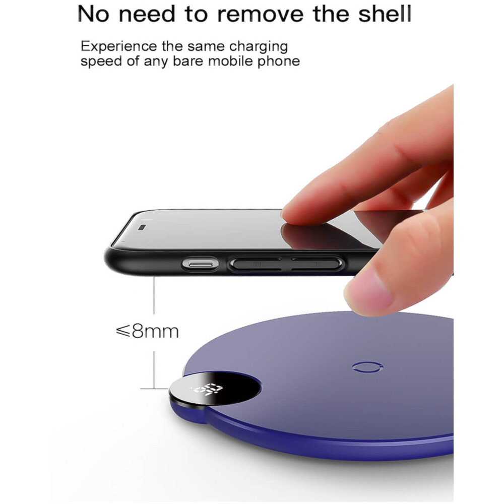 Cargador Qi inalámbrico con pantalla LED digital de 10 W (edición de carga rápida)