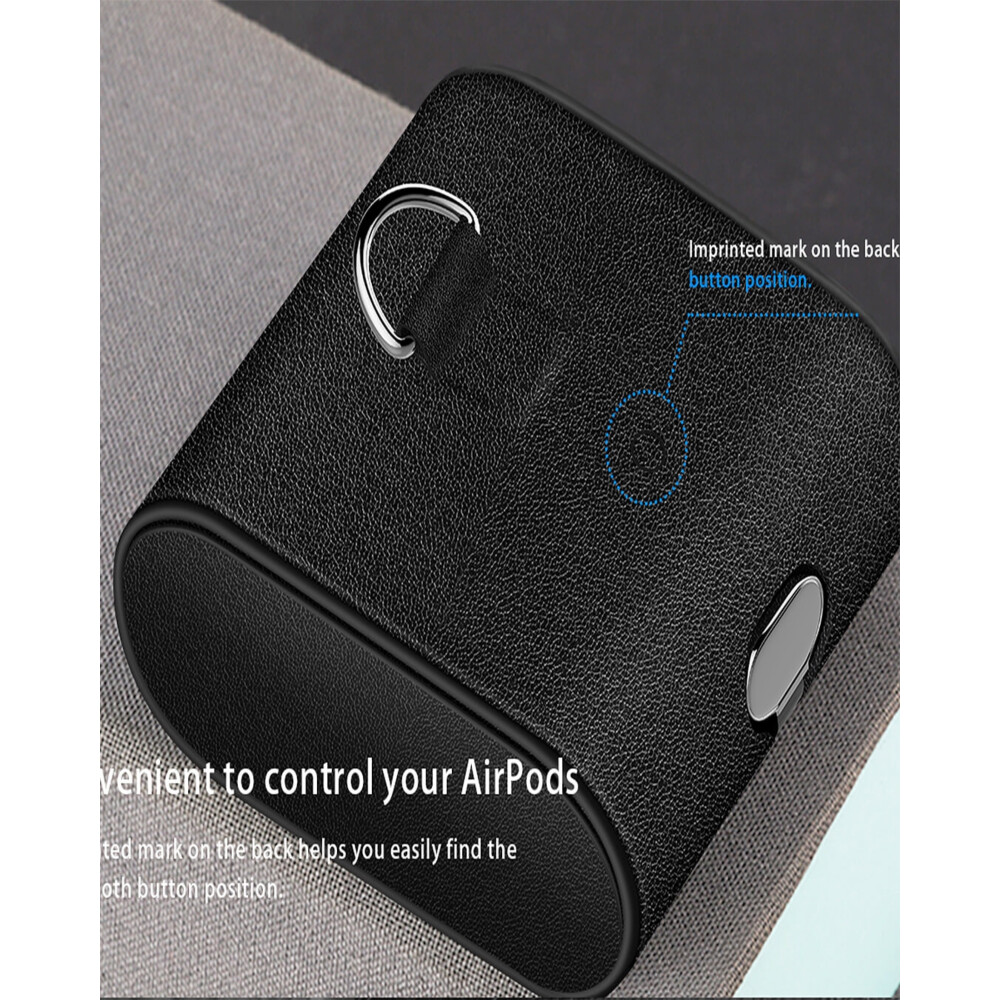 Funda protectora de cuero para cargador Qi inalámbrico AirPods