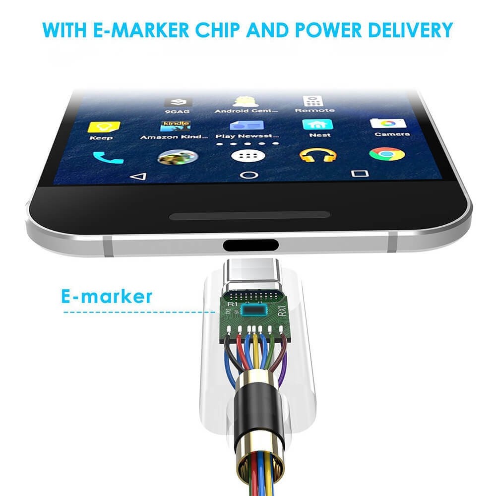 Type-C to Lightning cable with Power Delivery 3.0 E-Mark Chip Gen2 3.1 5A- 15W