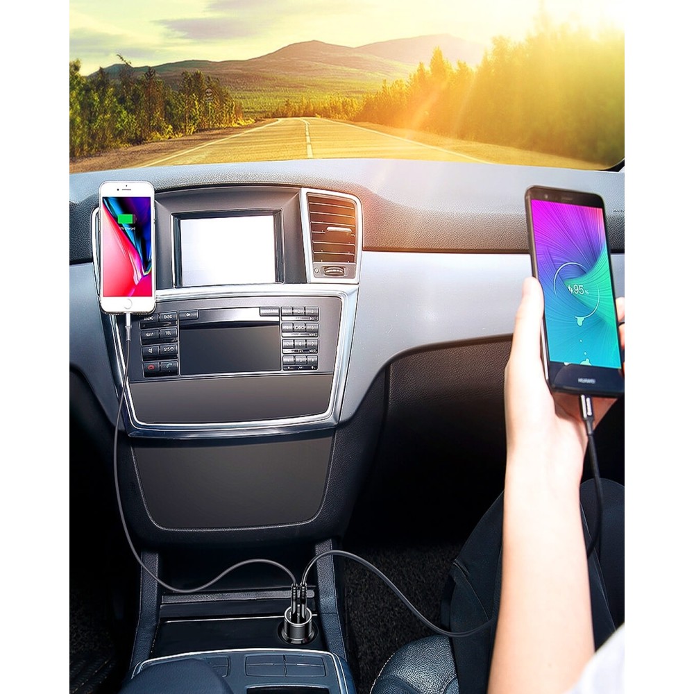 DUOS autolader QC 3.0 & PD 3.0 Max 36W USB C / Lightning kabel 1M