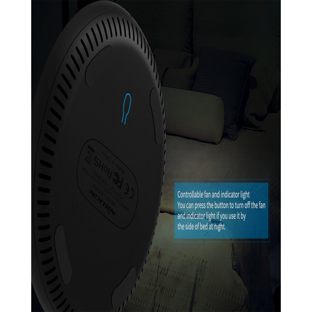 Cargador Qi inalámbrico PowerFlash de 15 W con ventilador de refrigeración