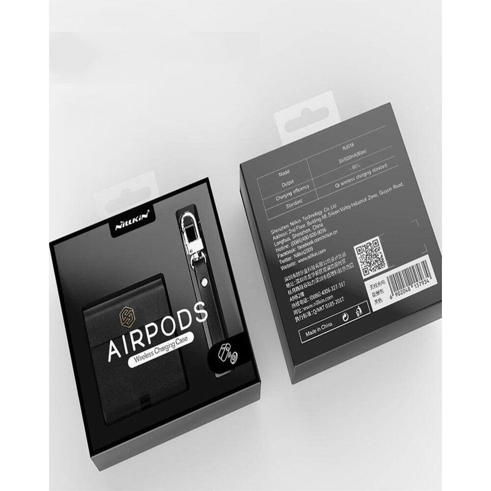 Funda protectora de cuero para cargador Qi inalámbrico AirPods