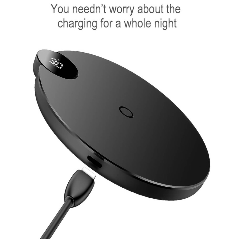 Cargador Qi inalámbrico con pantalla LED digital de 10 W (edición de carga rápida)