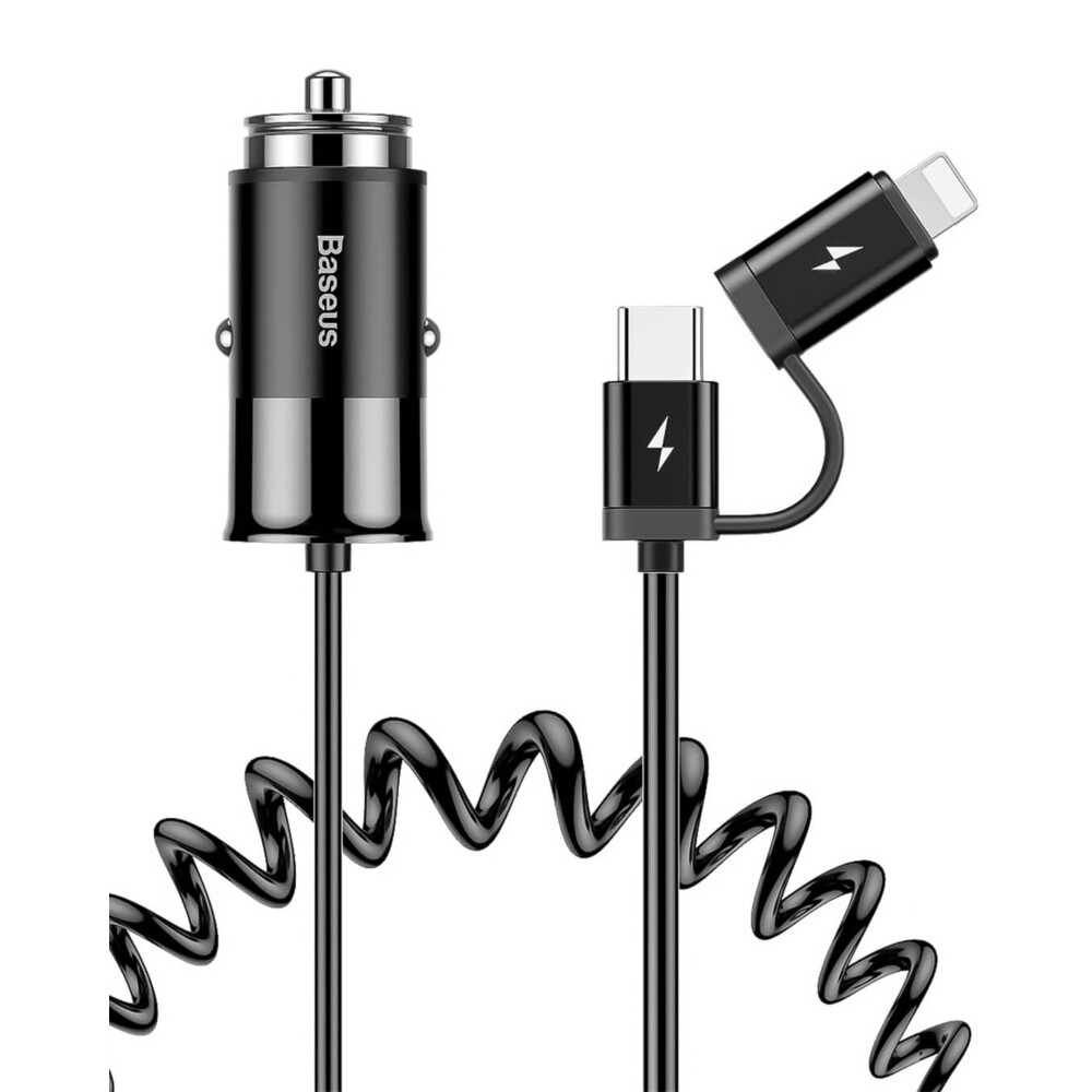 Cargador de coche 4,8A vehículo 2 en 1 Cable Apple Lightning tipo C (1,5 m)