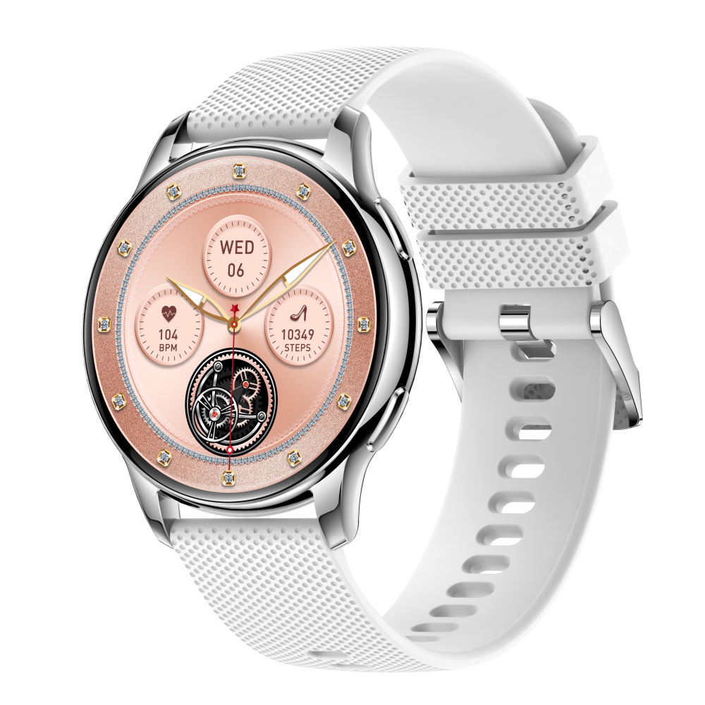 Mode Hybride Smartwatch Mannen Vrouwen Activiteit Tracker VL39 PRO-Wit-Silicon