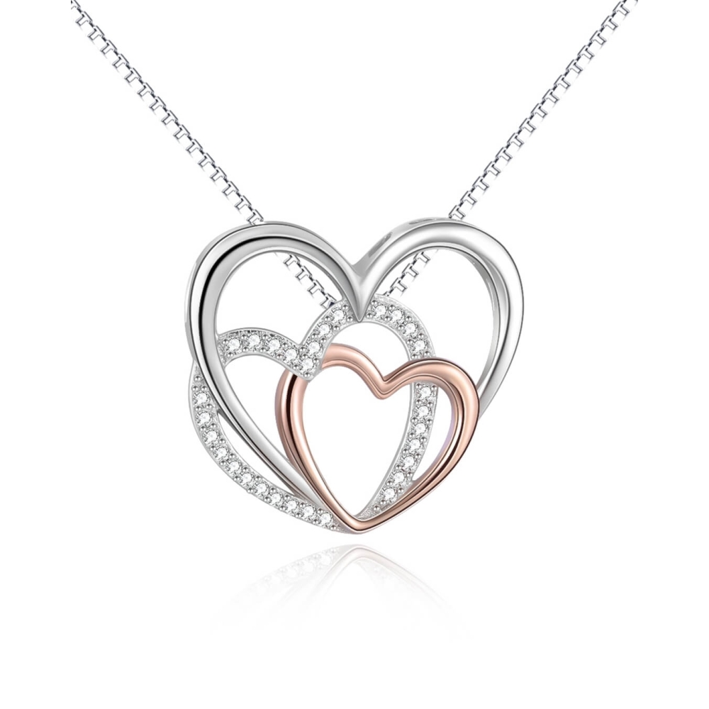 Heart pendant 925 silver zirconia stone with necklace