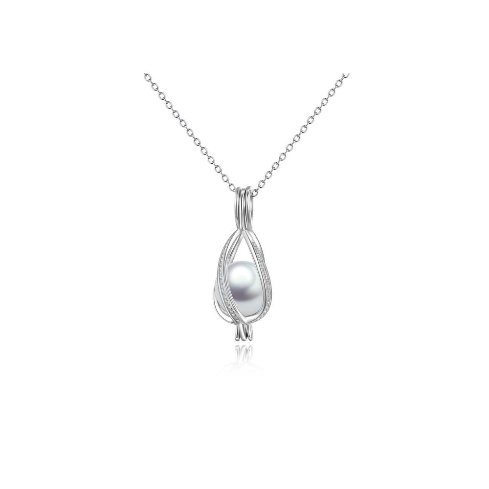 Parel hanger 925 zilveren zirkonia steen met ketting