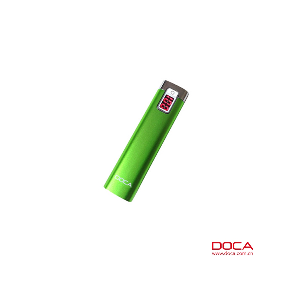 Power bank DOCA D516 z mini przenośnym akumulatorem 2600 mAh – zielony