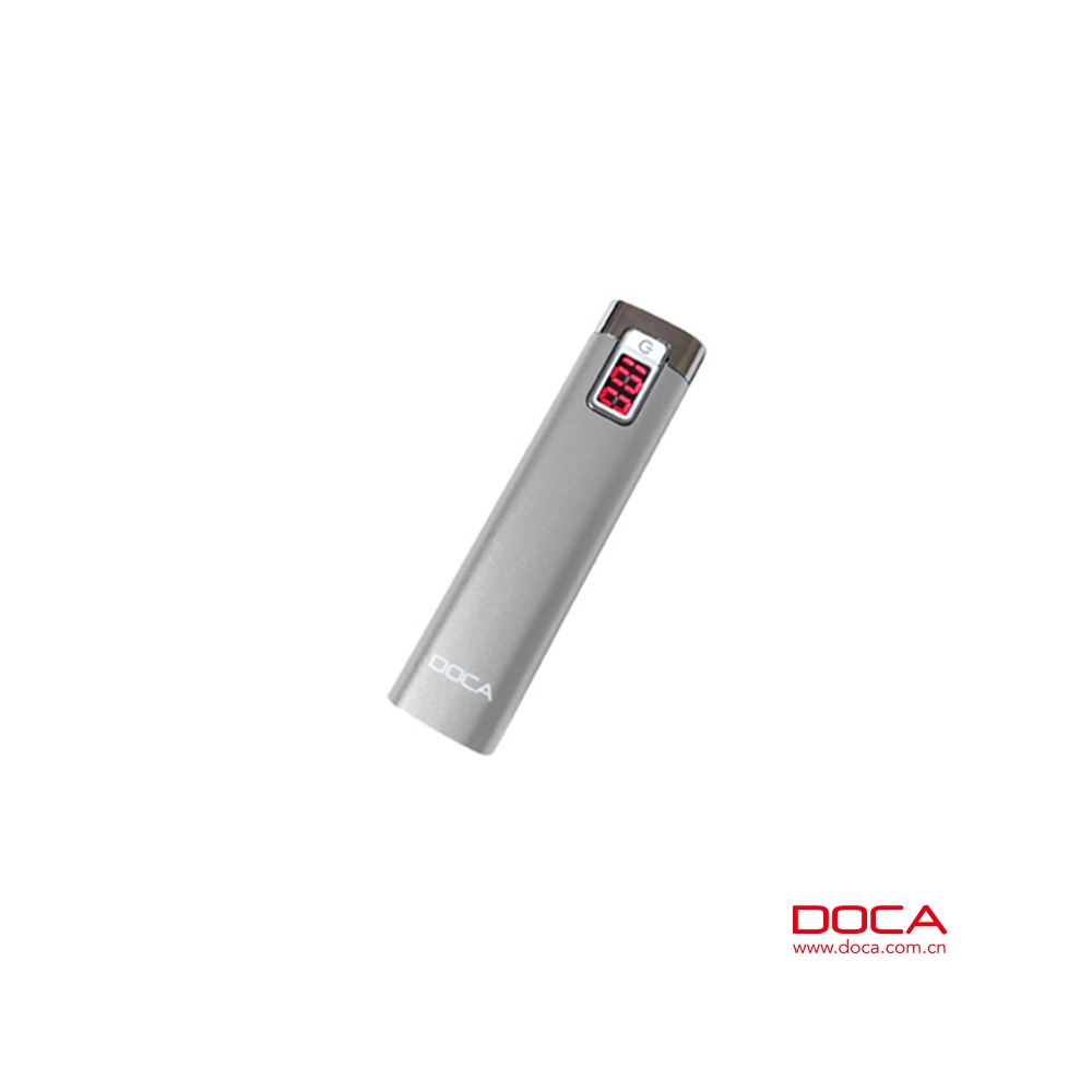 Power bank DOCA D516 z mini przenośnym akumulatorem 2600 mAh – szary
