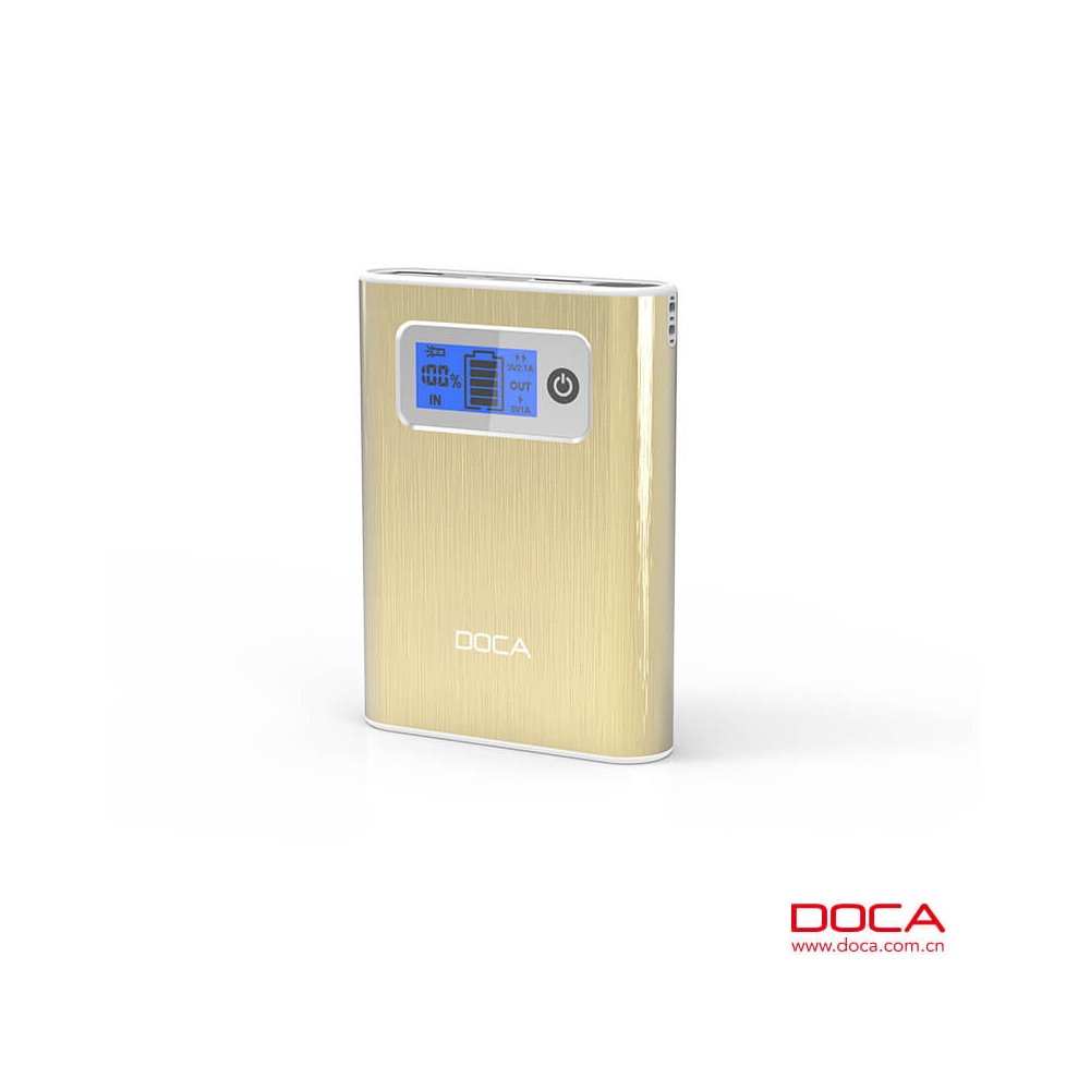 Power bank DOCA D568 10400mAh con pantalla LCD-dorado