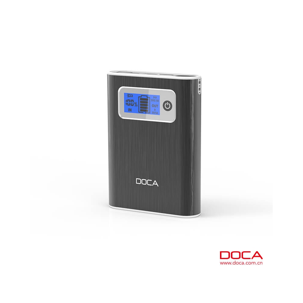 Power bank DOCA D568 10400mAh con pantalla LCD-Negro