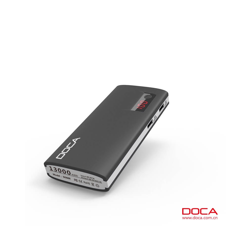 Power bank DOCA D566B 13.000mAh con pantalla LCD-Negro