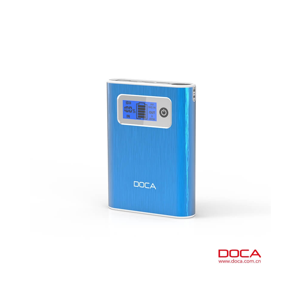 Power bank DOCA D568 10400mAh con pantalla LCD-Azul