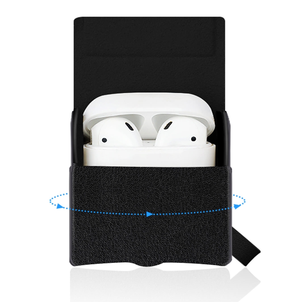 Funda protectora de cuero para cargador Qi inalámbrico AirPods