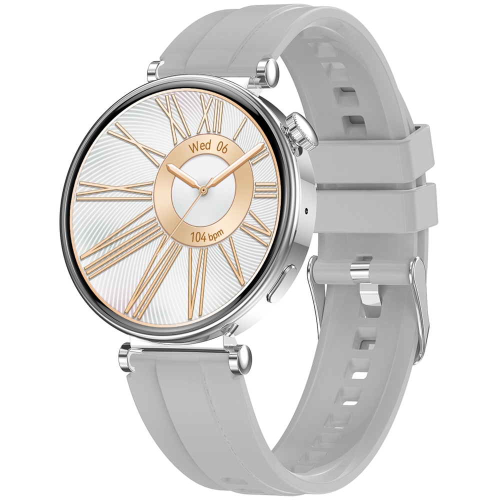 Modische Hybrid-Smartwatch für Herren und Damen, Aktivitätstracker VL41, Silber, Silikon