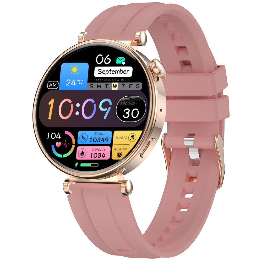 Fashion Hybrid Smart Watch Men Women Activity Tracker VL41-Rosa-Silicon