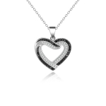 Heart pendant 925 silver black zirconia stone with necklace
