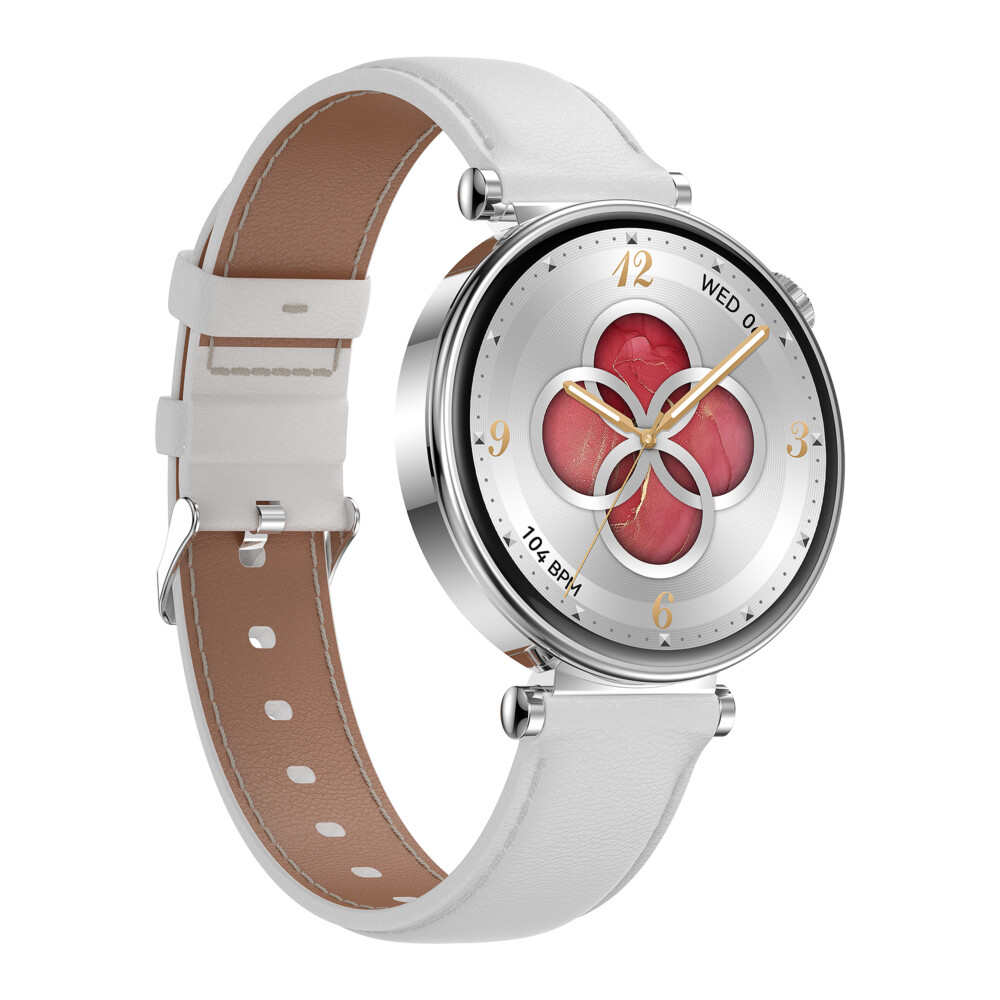 Mode Hybride Smartwatch Mannen Vrouwen Activiteit Tracker VL41-Wit-Leer